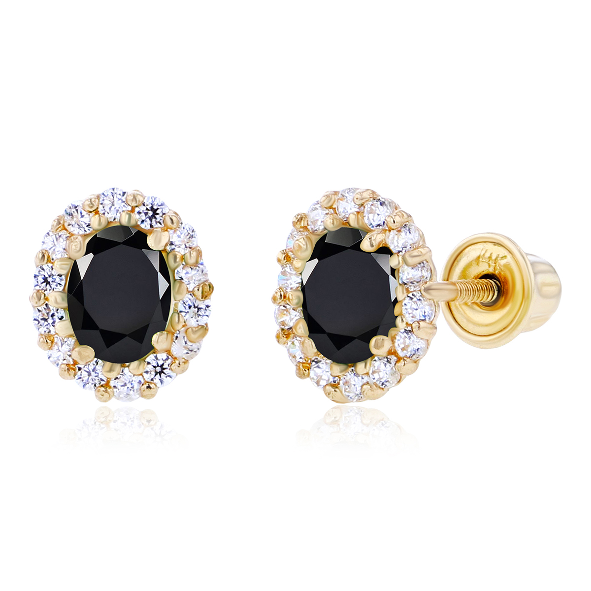 Gemstone Classics(tm) 14kt. Yellow Gold Onyx Oval Earrings