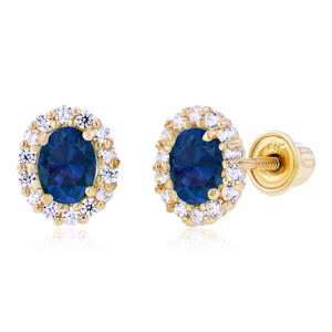 Gemstone Classics(tm) Yellow Gold Blue Sapphire Oval Earrings