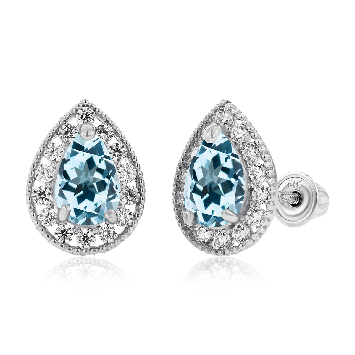 Gemstone Classics(tm) White Gold Sky Blue Topaz Pear Earrings