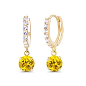 Gemstone Classics(tm) Yellow Gold Amethyst Halo Oval Earrings