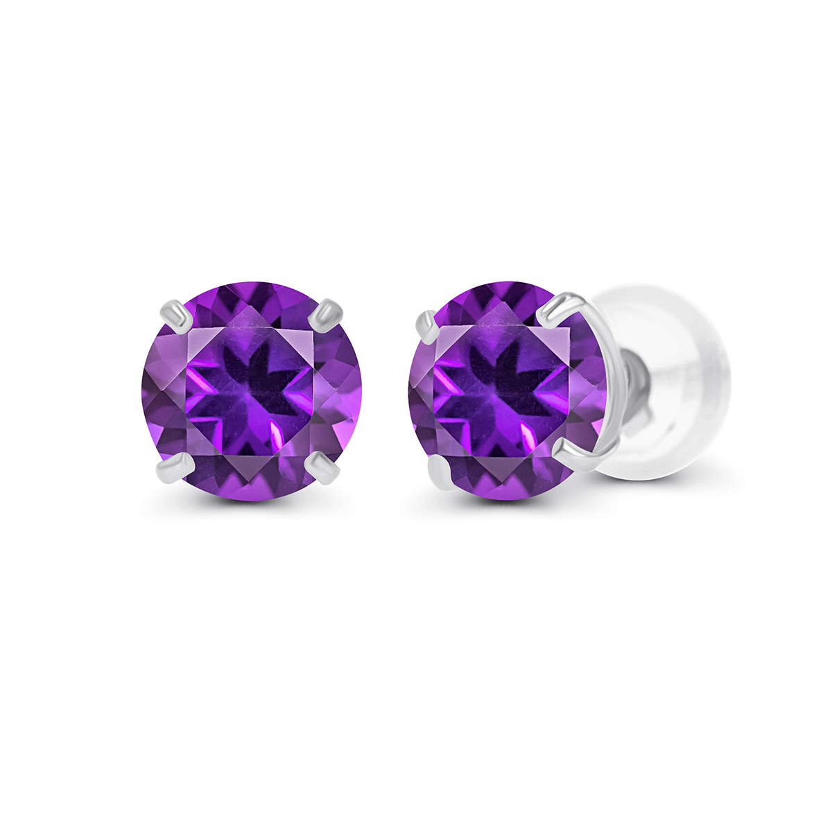 Gemstone Classics(tm) 14kt. White Gold Amethyst Stud Earrings