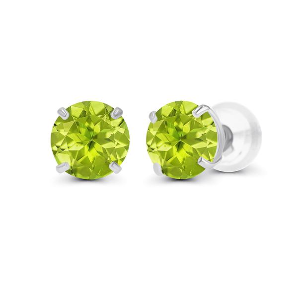 Gemstone Classics(tm) 14kt. White Gold Peridot Stud Earrings