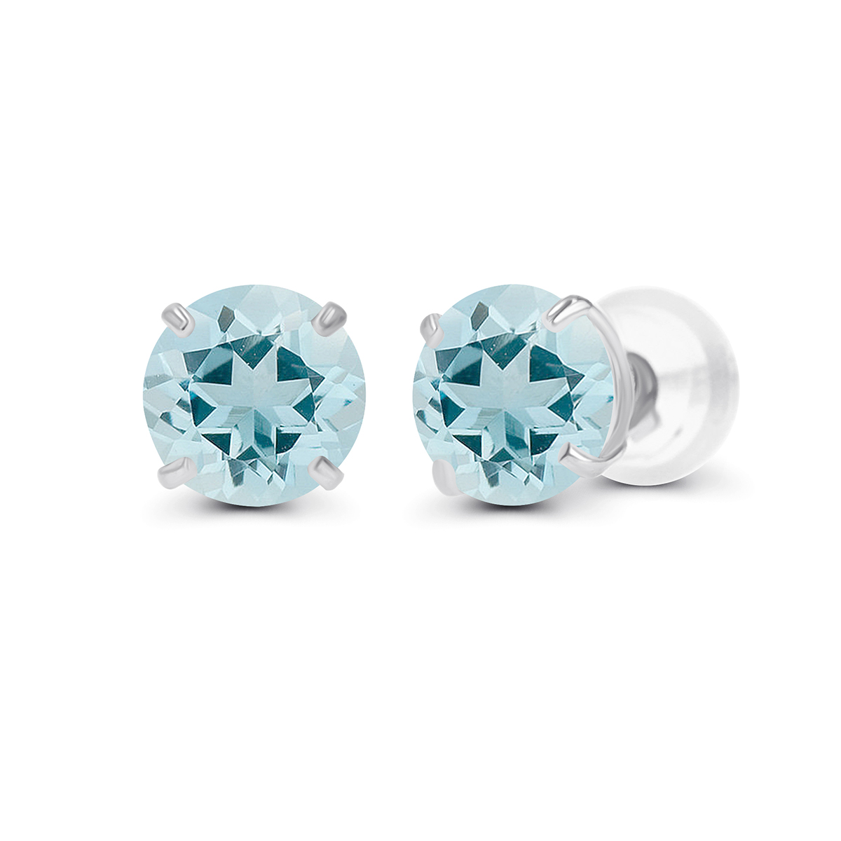 Gemstone Classics(tm) White Gold Aquamarine Stud Earrings