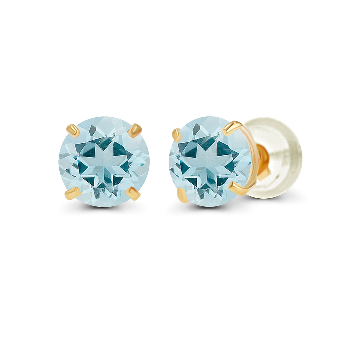 Gemstone Classics(tm) Yellow Gold Aquamarine Stud Earrings