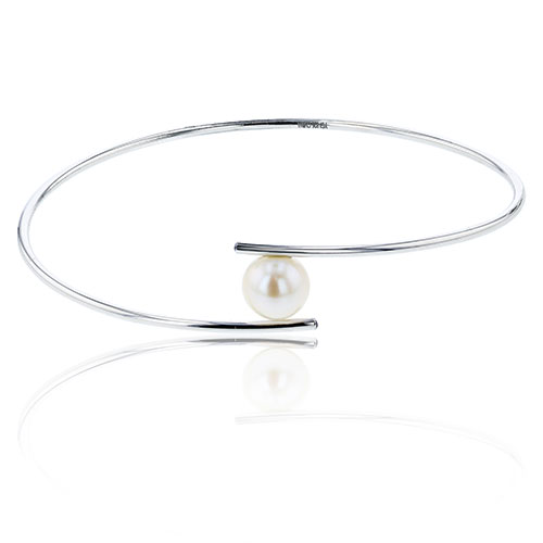 Gemstone Classics(tm) Flexible Pearl Bangle Bracelet