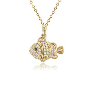Gemstone Classics(tm) 10kt. Yellow Gold 18in. Fish Necklace