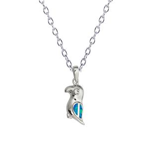Gemstone Classics(tm) Silver Created Opal Bird Necklace