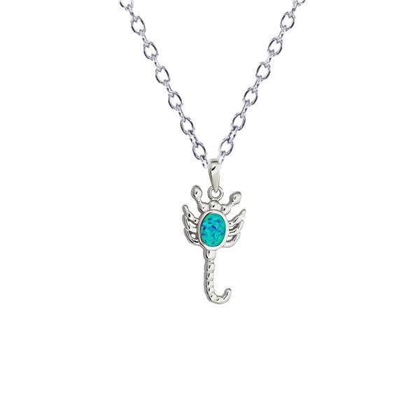 Gemstone Classics(tm) Silver & Created Opal Scorpion Necklace