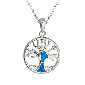 Gemstone Classics(tm) Created Opal Tree of Life Necklace