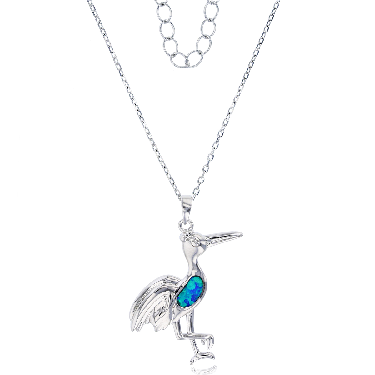 Gemstone Classics(tm) Silver & Created Opal Pelican Necklace