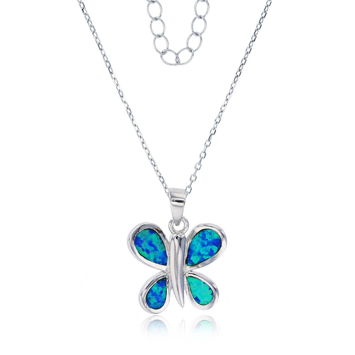 Gemstone Classics(tm) Created Opal Butterfly Necklace