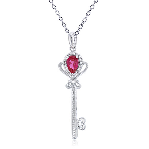 Gemstone Classics(tm) Key Diamond & Ruby Necklace
