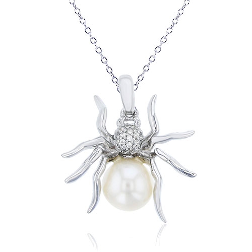 Gemstone Classics(tm) Sterling Silver Pearl Spider Pendant