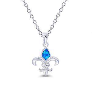 Gemstone Classics(tm) Created Opal Fleur De Lis Necklace