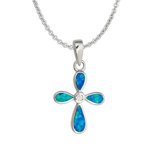Gemstone Classics(tm) Silver & CZ Cross Necklace