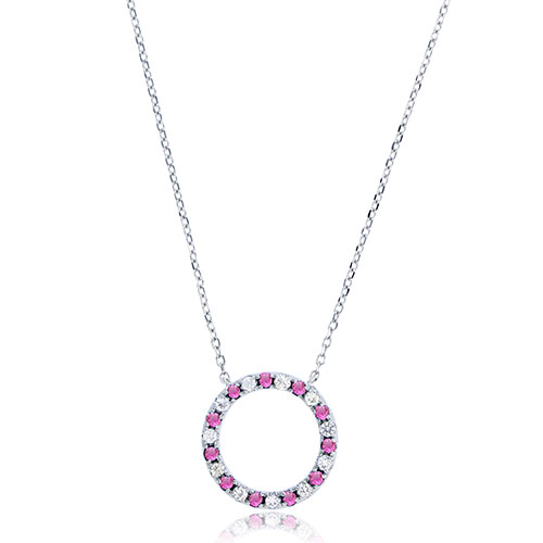 Gemstone Classics(tm) Pink & White Sapphire Necklace