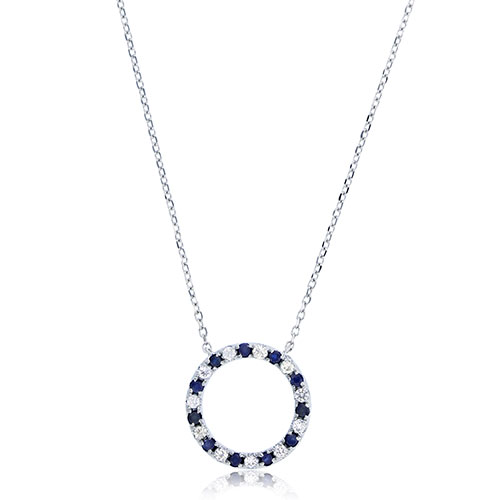 Gemstone Classics(tm) Blue & White Circle Sapphire Necklace