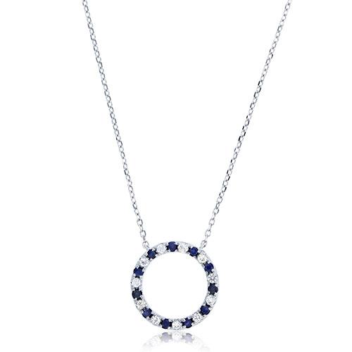 Gemstone Classics(tm) Blue & White Circle Sapphire Necklace