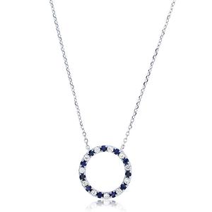 Gemstone Classics(tm) Blue & White Circle Sapphire Necklace