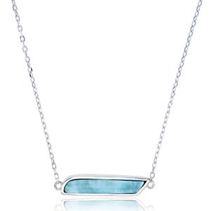 Gemstone Classics(tm) Silver & Larimar Bar Pendant Necklace