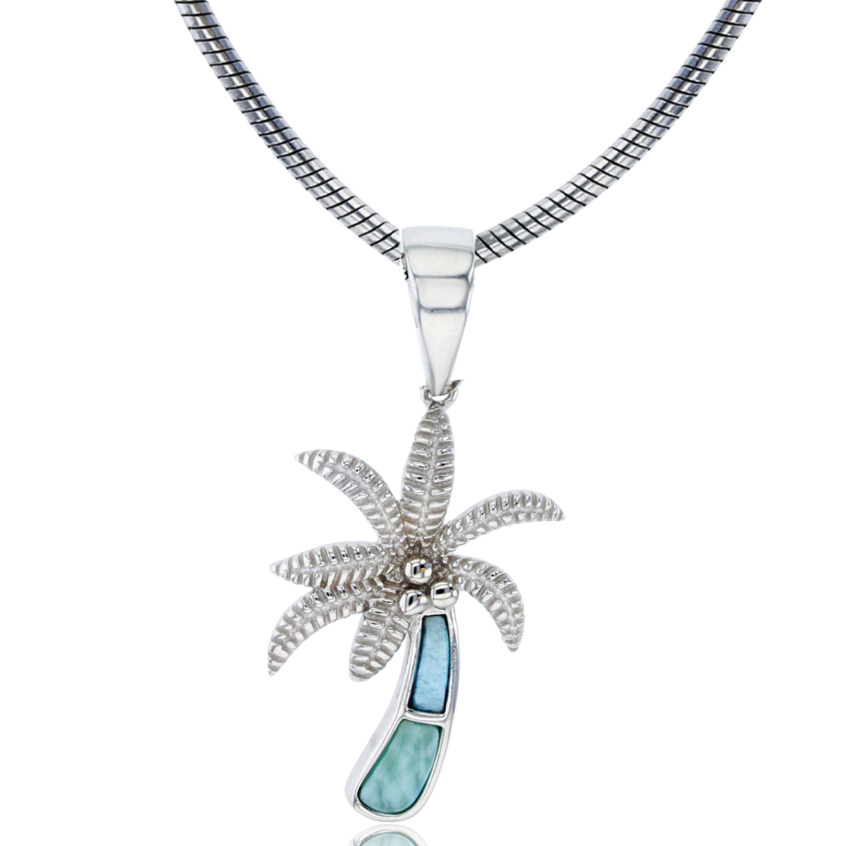 Gemstone Classics(tm) Silver & Larimar Palms Pendant Necklace