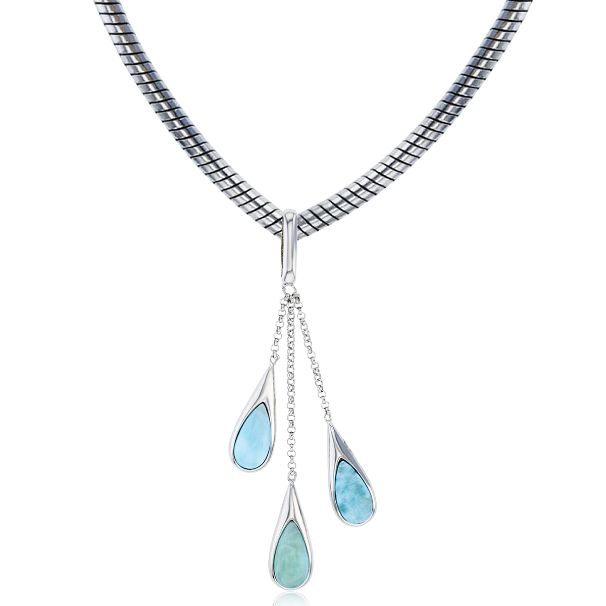 Gemstone Classics(tm) Silver & Larimar Pear Necklace