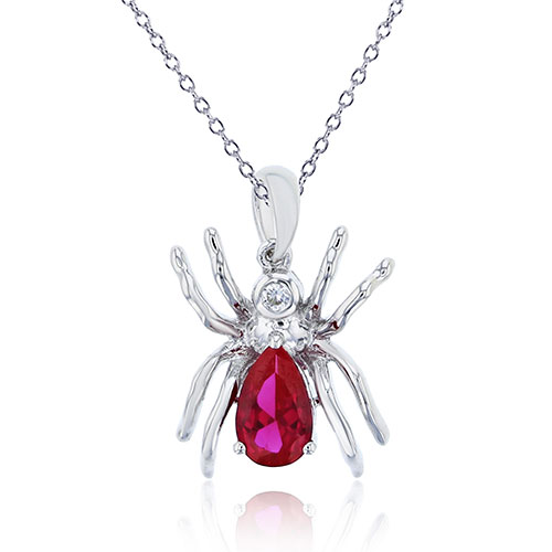 Gemstone Classics(tm) Sterling Silver Spider Pendant Necklace