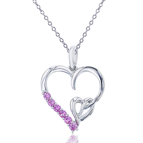 Gemstone Classics(tm) Double Heart Pendant Necklace