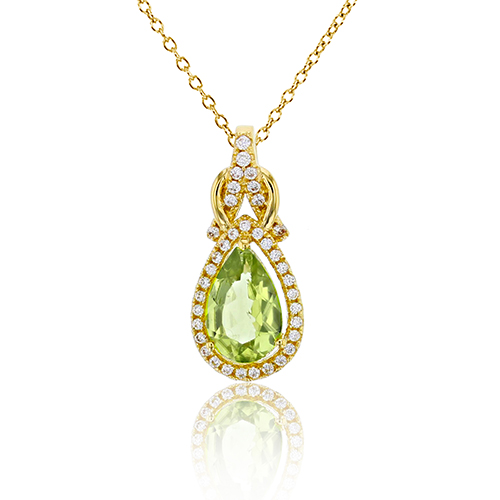 Gemstone Classics(tm) Peridot & Diamond Halo Necklace