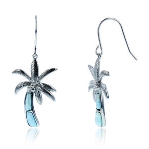 Gemstone Classics(tm) Silver & Larimar Palm Tree Earrings