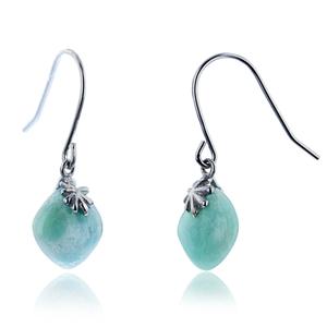 Gemstone Classics(tm) Silver & Larimar Leverback Earrings