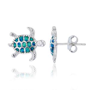 Gemstone Classics(tm) Created Opal Turtle Stud Earrings