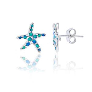 Gemstone Classics(tm) Created Opal Starfish Stud Earrings