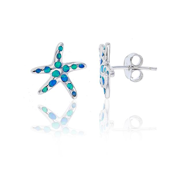 Gemstone Classics(tm) Created Opal Starfish Stud Earrings