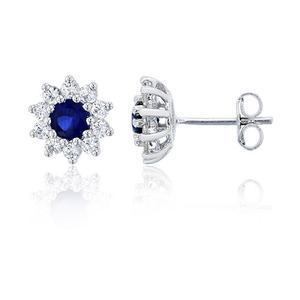 Gemstone Classics(tm) Sapphire Flower Stud Earrings
