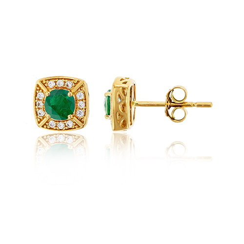 Gemstone Classics(tm) 10kt. Yellow Gold Emerald Stud Earrings
