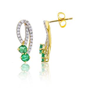 Gemstone Classics(tm) 14kt. Gold & Emerald Dangle Earrings