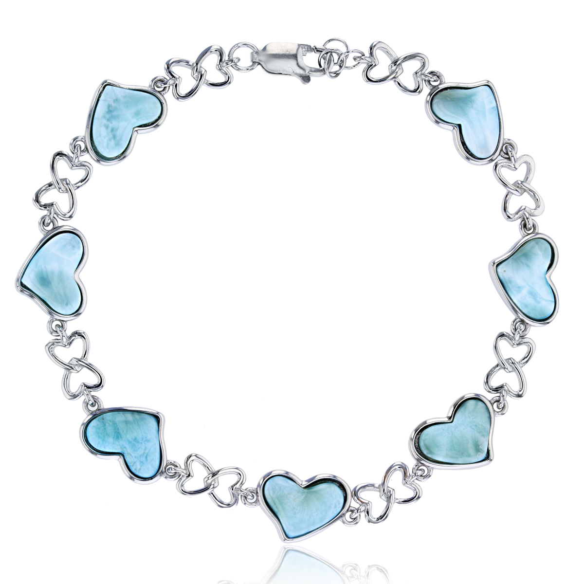 Gemstone Classics(tm) Silver & Larimar Heart Bracelet