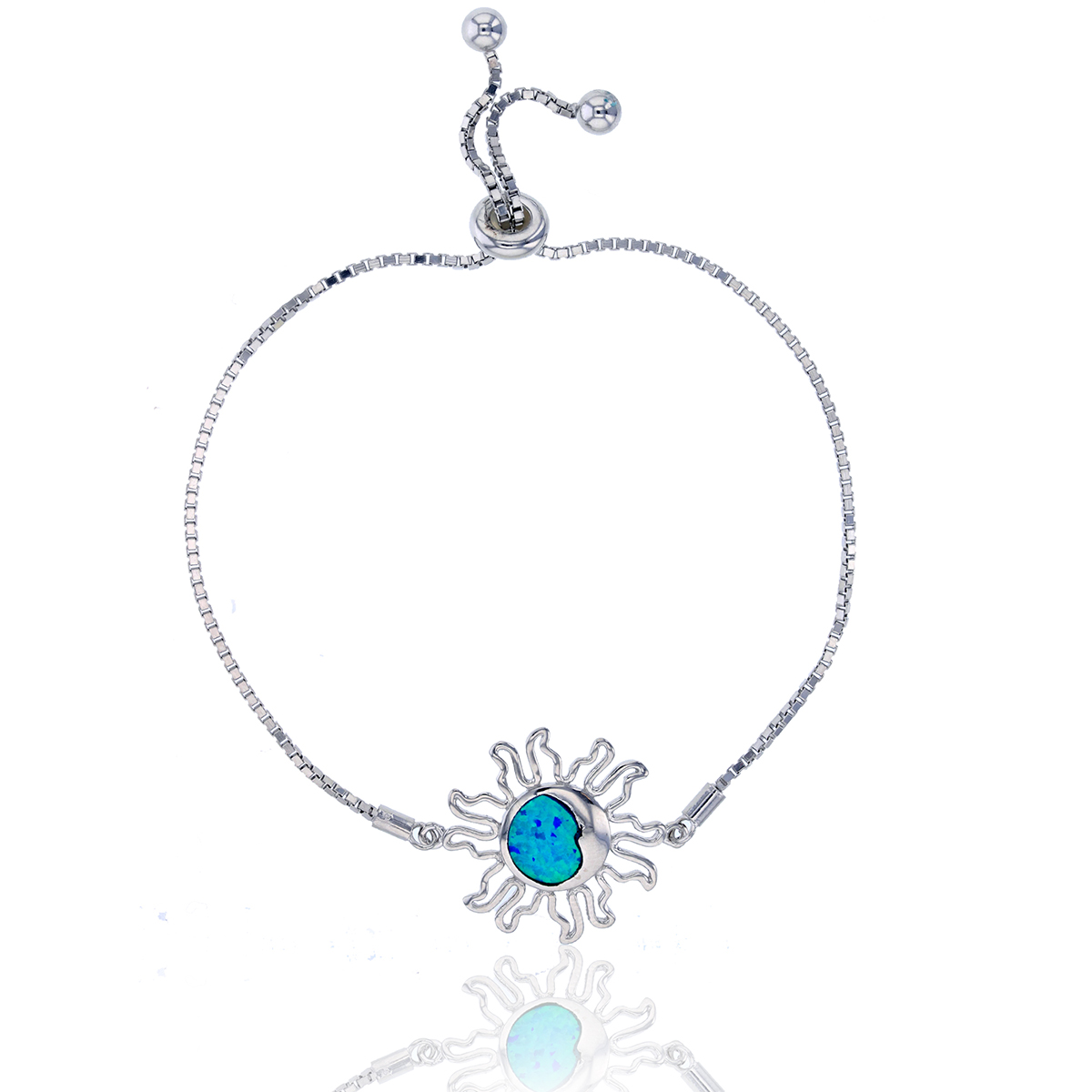 Gemstone Classics(tm) Silver Created Opal Sun Bracelet