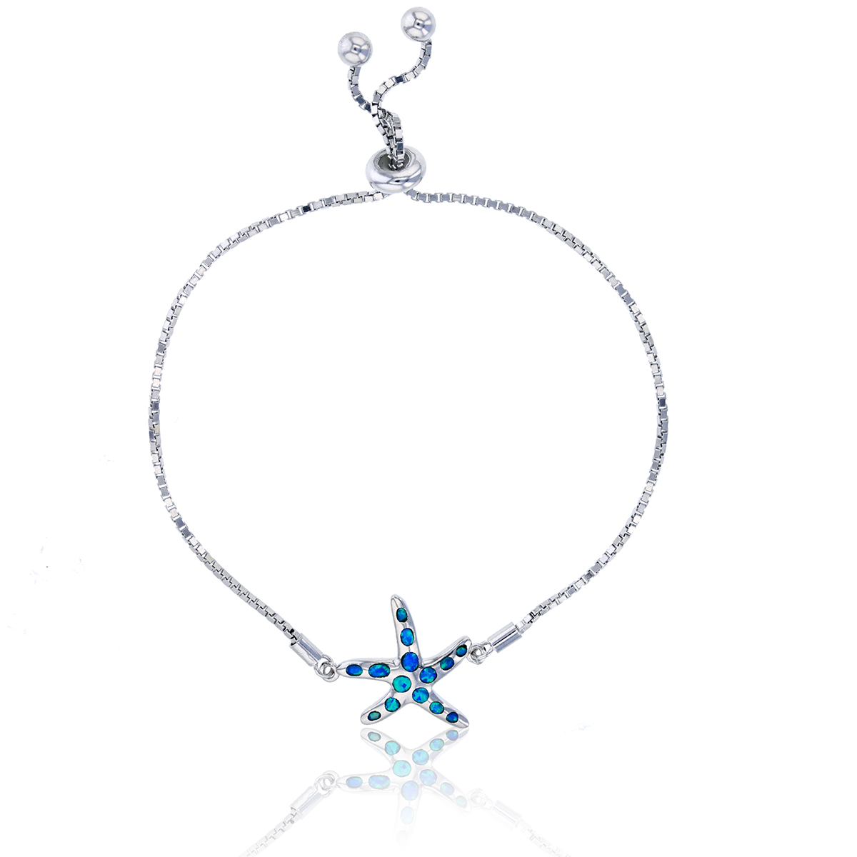 Gemstone Classics(tm) Silver Created Opal Starfish Bracelet