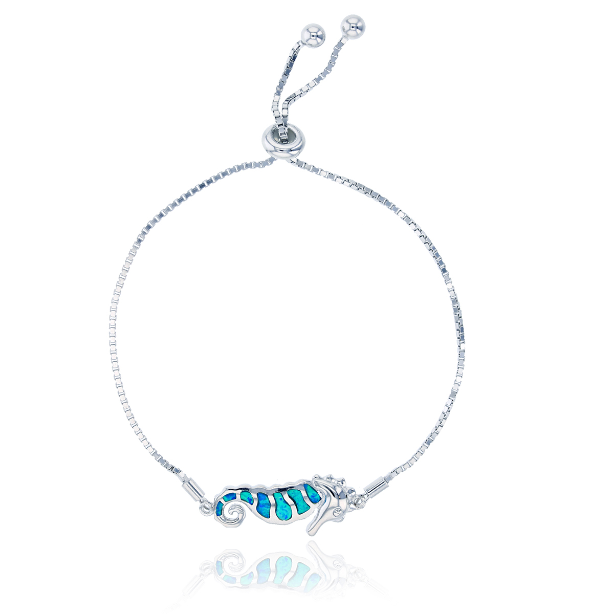 Gemstone Classics(tm) Silver Created Opal Seahorse Bracelet