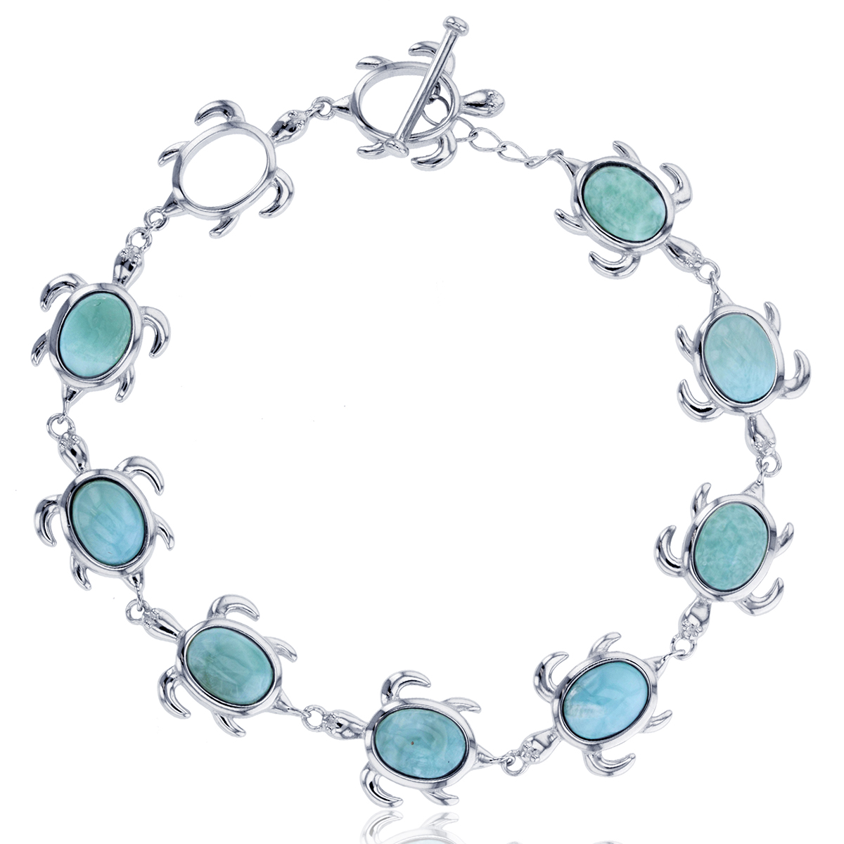 Gemstone Classics(tm) Silver & Larimar Turtle Bracelet
