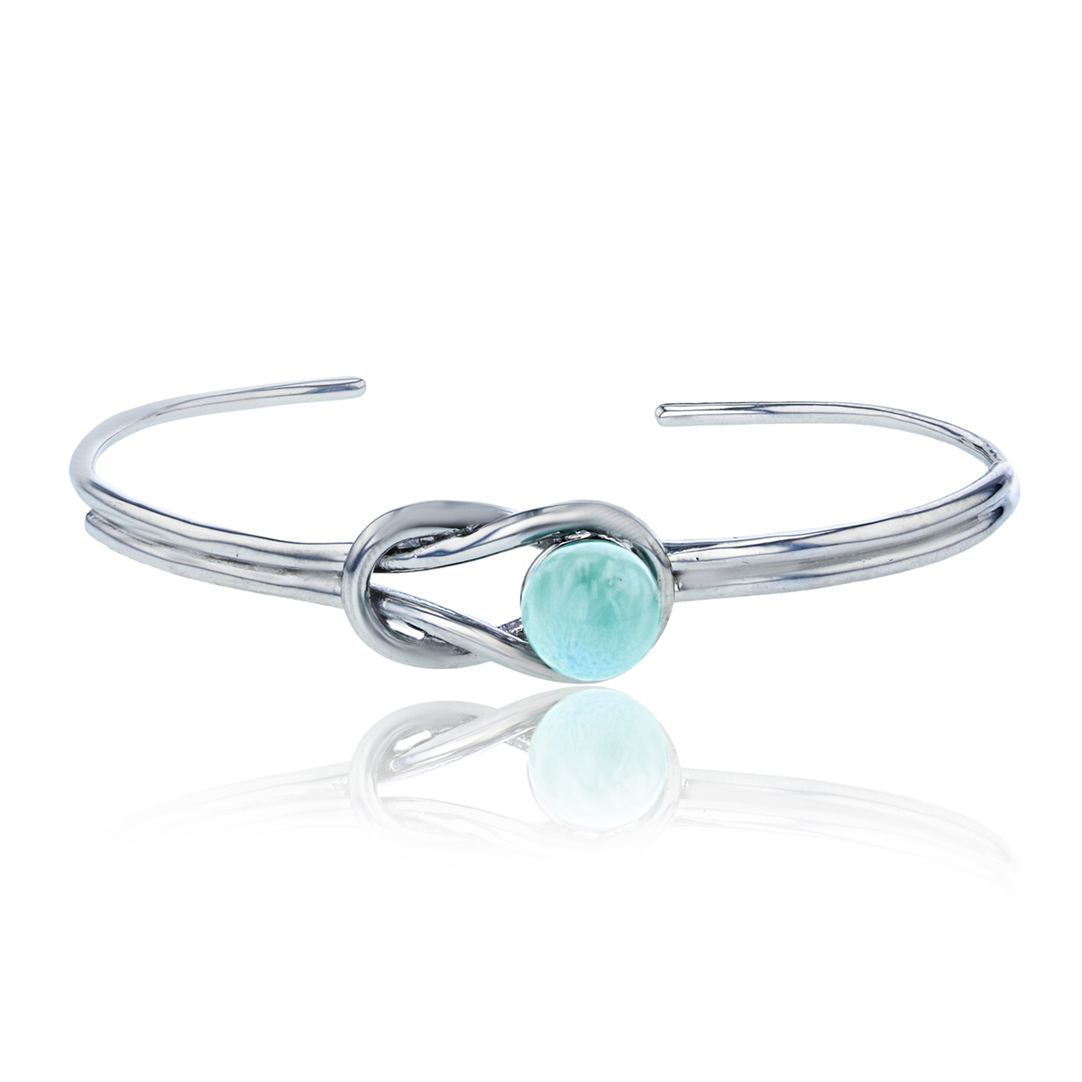 Gemstone Classics(tm) Silver & Larimar Knot Bangle Bracelet