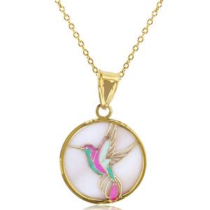 Gold Classics(tm) 14kt. Yellow Gold Enamel Bird Necklace