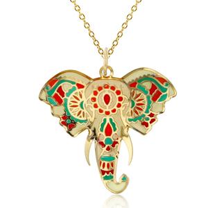 Gold Classics(tm) 14kt. Multicolor Elephant Head Necklace
