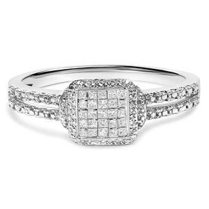 Haus of Brilliance Sterling Silver 1/4ctw. Diamond Engagemen Ring