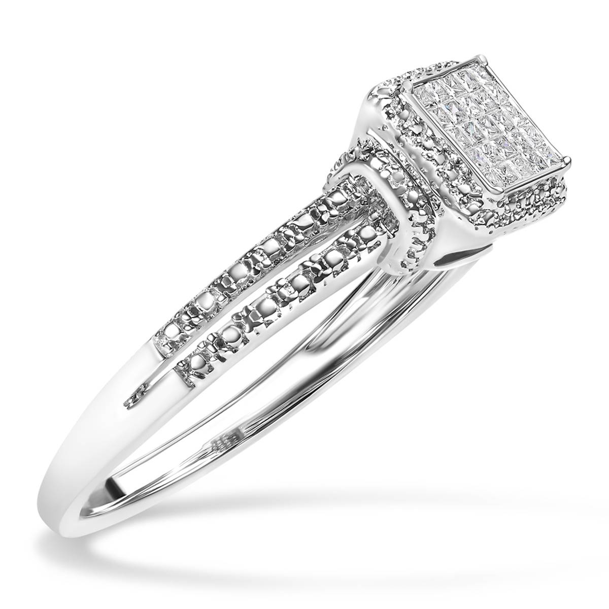 Haus Of Brilliance Sterling Silver 1/4ctw. Diamond Engagemen Ring