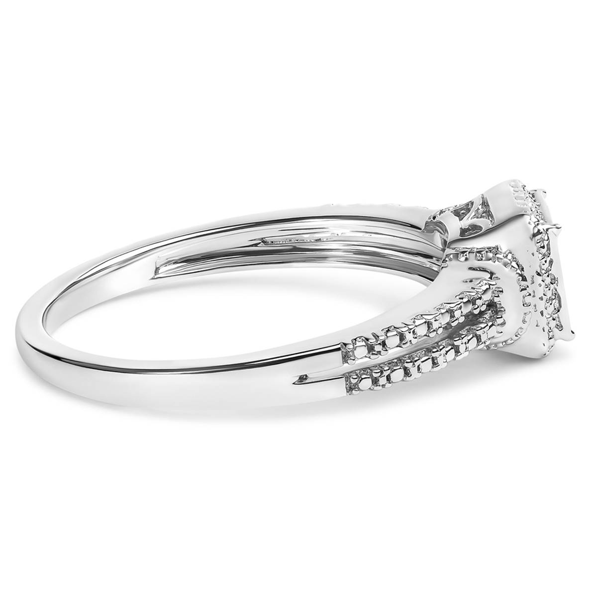 Haus Of Brilliance Sterling Silver 1/4ctw. Diamond Engagemen Ring