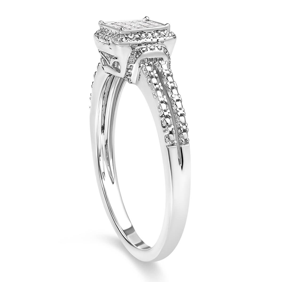 Haus Of Brilliance Sterling Silver 1/4ctw. Diamond Engagemen Ring