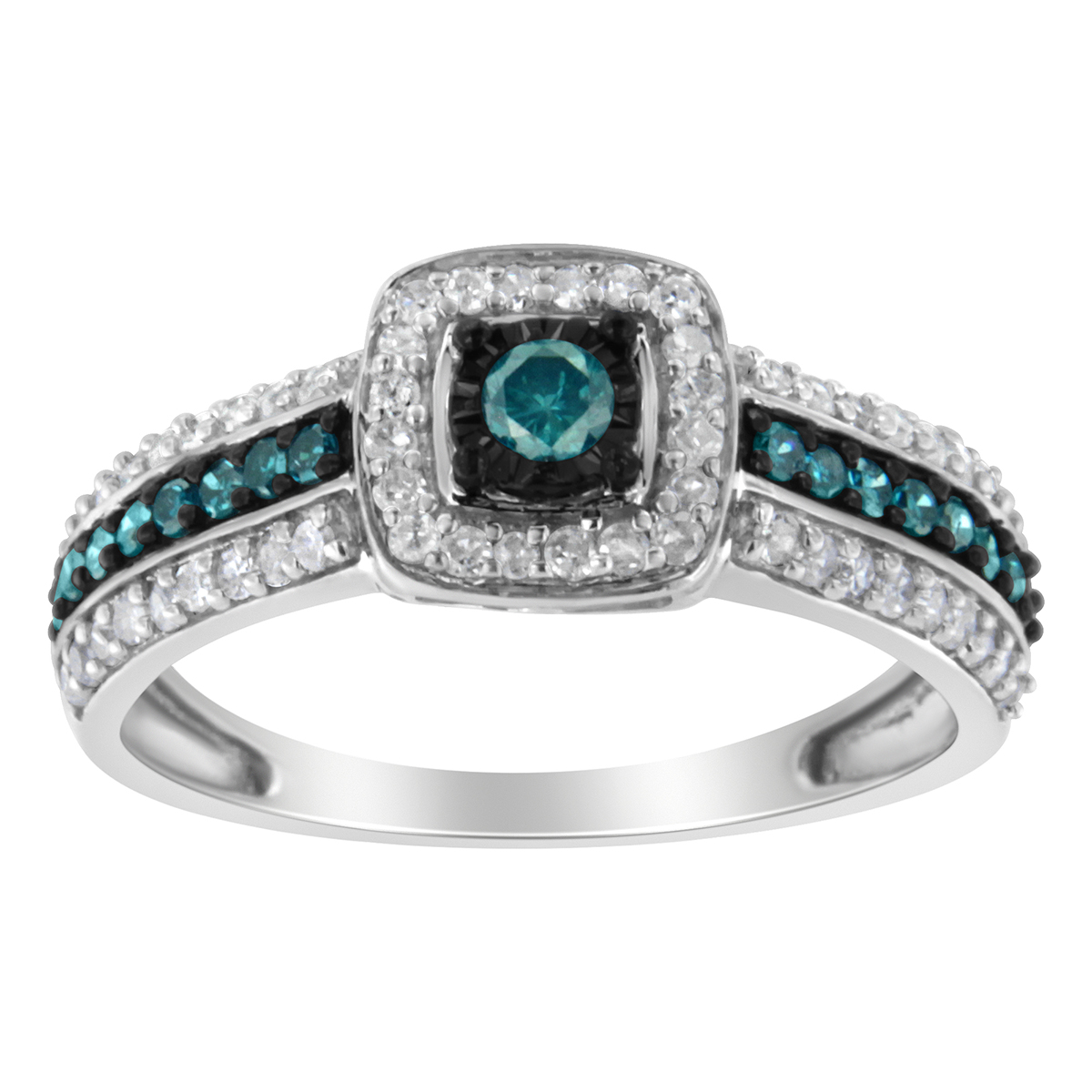 Radiant Rainbow(tm) 1/2 Ct. Blue Diamond Engagement Ring